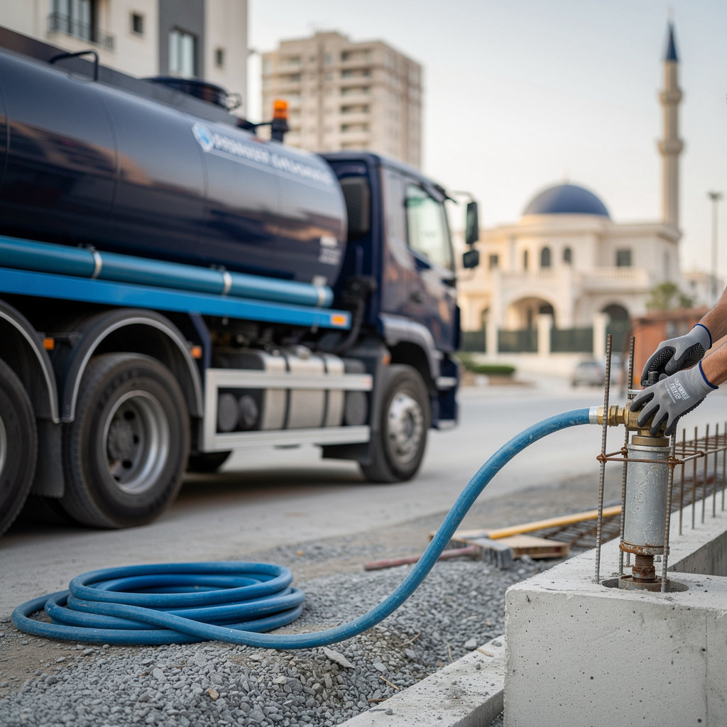 مؤسسة البيشي للمقاولات وايت ماء 18 طن لتوصيل المياه للمباني تحت الإنشاء والمشاريع في الرياض